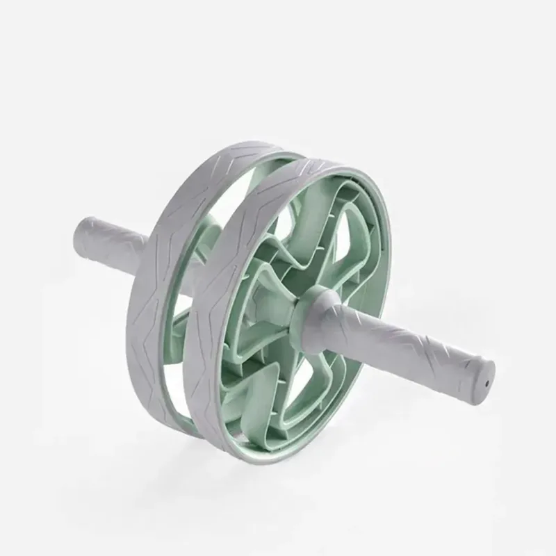 Double wheel ab roller with steel rod and grips