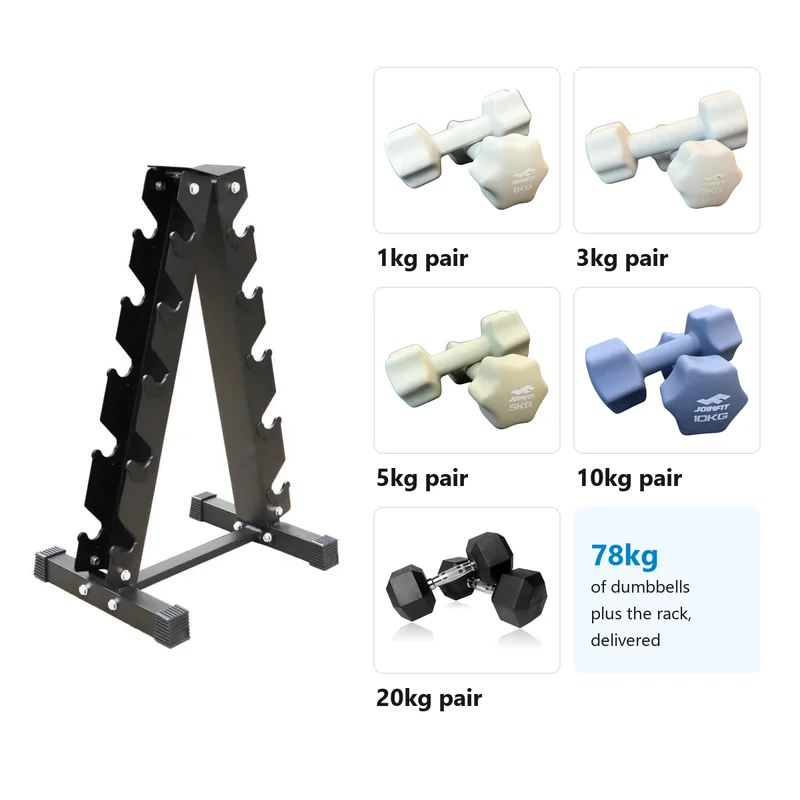 PeterMat 5-Pair Dumbbell Set with Rack
